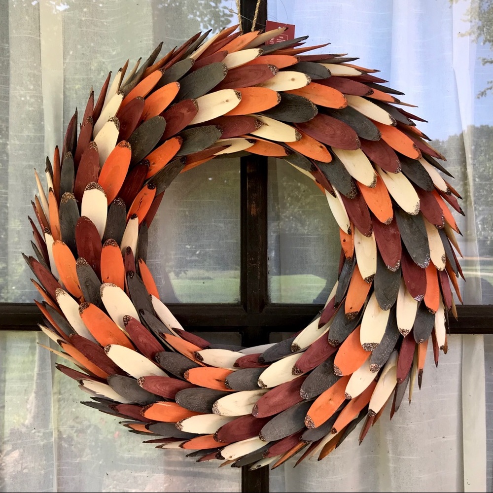 LARGE FALL DOOR WREATH~WOODEN~FALL WREATH
